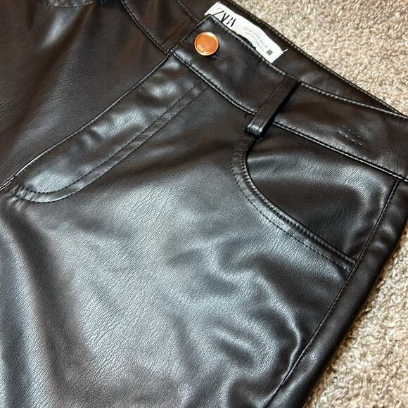 ZARA Faux Black Leather 90s Pant Size 4 XS Gothic Party Holiday‎ Sexy Concert - Picture 4 of 15